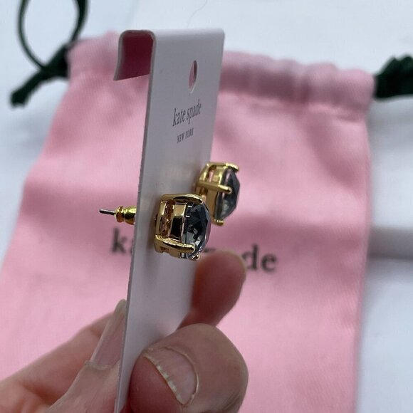 NWT Kate Spade Gumdrop Black Diamond Faceted Glass Stud Earrings Dust Bag - Picture 4 of 7